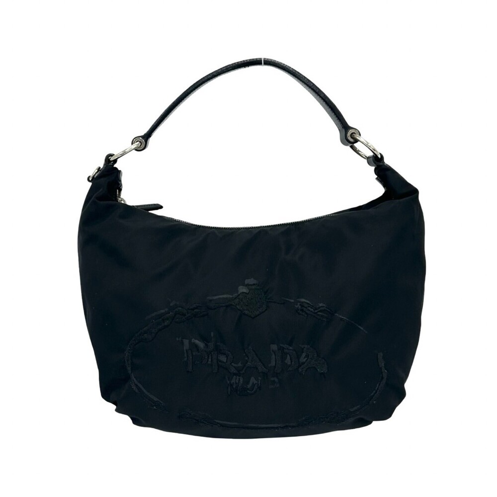 PRADA Prada logo embroidery Tessuto Pocono nylon leather genuine semi-one sho...